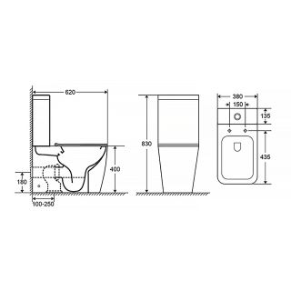Унитаз-компакт Azario LEVANTO AZ-1228A  безободковый в комплекте с бачком и сиденьем микролифт